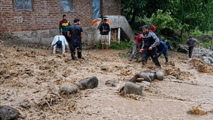 devastation from flash floods in Jammu and Kashmir