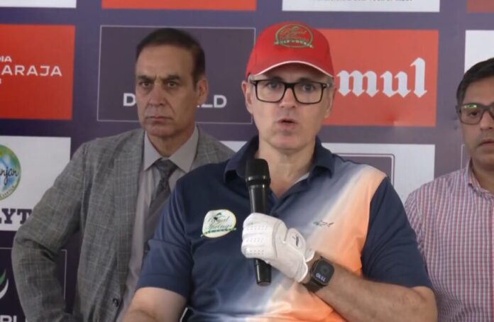 Omar Abdullah speaking to the media about Kulgam terror attack